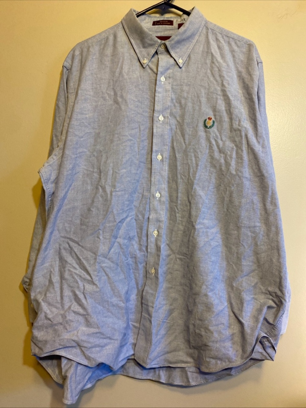 Chaps Ralph Lauren Vintage Button Up Shirt Mens Size 17.5 32/33 Blue Long Sleeve